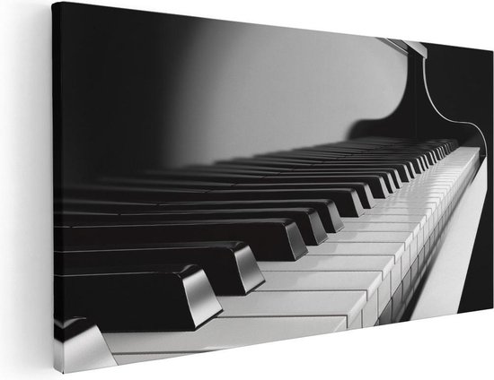 Artaza Canvas Schilderij Pianotoetsen - Noten - Piano - 40x20 - Klein - Foto Op Canvas - Canvas Print