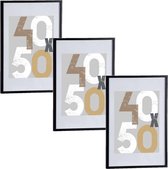 3x stuks houten fotolijst zwart geschikt voor een foto van 40 x 50 cm of 50 x 70 cm