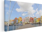 Artaza Canvas Schilderij Willemstad Gekleurde Huisjes in Curaçao - 120x60 - Groot - Foto Op Canvas - Canvas Print