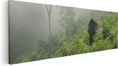Artaza Canvas Schilderij Gorilla in het Woud tijdens de Mist - 120x40 - Groot - Foto Op Canvas - Canvas Print