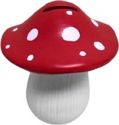 spaarpot paddenstoel 17,8 x 15 cm dolomiet rood/wit