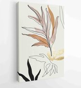 Canvas schilderij - Botanical wall art vector set. Golden foliage line art drawing with watercolor 2 -    – 1931500541 - 40-30 Vertical