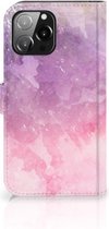 Telefoonhoesje iPhone 13 Pro Max Flipcase Pink Purple Paint
