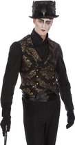 Wilbers - Koning Prins & Adel Kostuum - Rijk Versierd Renaissance Bankier Vest Man - zwart,goud - Maat 50 - Halloween - Verkleedkleding