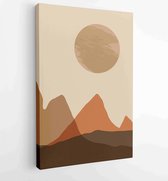 Canvas schilderij - Earth tones landscapes backgrounds set with moon and sun. Abstract Plant Art design for print, cover, wallpaper and natural wall art. 2 -    – 1827852698 - 50*4