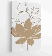 Canvas schilderij - Lotus flower Foliage line art drawing with abstract shape. Abstract Plant Art design for print, cover, wallpaper, Minimal and natural wall art. 1 -    – 1820081