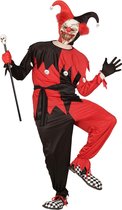 Monster & Griezel Kostuum | Jolige Evil Jester Zwart / Rood | Man | Small | Halloween | Verkleedkleding