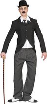 Funny Fashion - Charlie Chaplin Kostuum - Komiek Van Het Witte Doek Charlie Chaplin - Man - zwart - Maat 48-50 - Carnavalskleding - Verkleedkleding