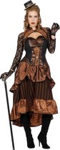 Wilbers - Steampunk Kostuum - Steampunk Victoria Bruin - Vrouw - bruin - Maat 34 - Halloween - Verkleedkleding