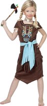 Wilbers & Wilbers - Indiaan Kostuum - Indiaanse Potawatomi Luxe - Meisje - Bruin - Maat 128 - Carnavalskleding - Verkleedkleding