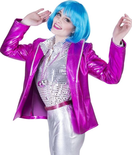 Costume des années 80 et 90 | Disco Fever Jack Femme Rose Brillant | Taille 36-38 | Costume de carnaval | Déguisements