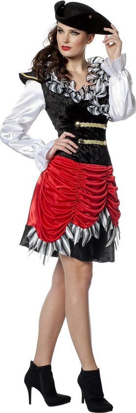 Wilbers & Wilbers - Piraat & Viking Kostuum - Spaanse Piratendame - Vrouw - rood - Maat 42 - Carnavalskleding - Verkleedkleding