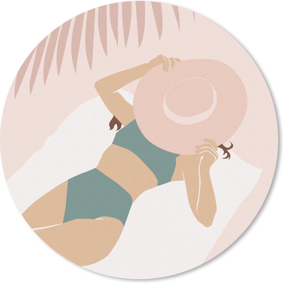 Muismat rond 20x20 cm - Mousepad Strand - Hoed - Bladeren - Ronde muismatten
