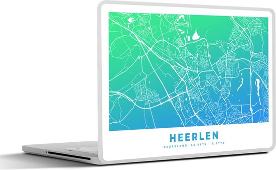 Autocollant pour ordinateur portable - 10,1 pouces - Plan de la ville - Heerlen - Nederland - Blauw - 25x18cm - Autocollants pour ordinateur portable - Skin pour ordinateur portable - Housse