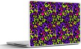 Laptop sticker - 10.1 inch - Panterprint - Neon - Paars - Geel - 25x18cm - Laptopstickers - Laptop skin - Cover
