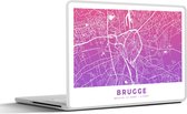 Laptop sticker - 10.1 inch - Stadskaart - Brugge - België - Paars - 25x18cm - Laptopstickers - Laptop skin - Cover