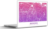 Laptop sticker - 13.3 inch - Stadskaart - Bergen - Roze - Paars - 31x22,5cm - Laptopstickers - Laptop skin - Cover