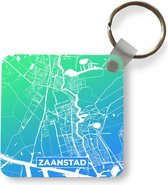 Sleutelhanger - Uitdeelcadeautjes - Stadskaart - Zaanstad - Blauw - Groen - Plastic