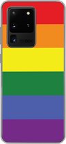 Geschikt voor Samsung Galaxy S20 Ultra hoesje - Regenboog - Pride - Regenboog Vlag - Siliconen Telefoonhoesje