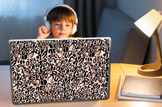 Autocollant pour ordinateur portable - 17,3 pouces - Imprimé panthère - Taches - Marron - Zwart