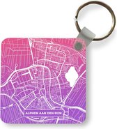 Sleutelhanger - Uitdeelcadeautjes - Stadskaart - Alphen aan den Rijn - Nederland - Paars - Plastic