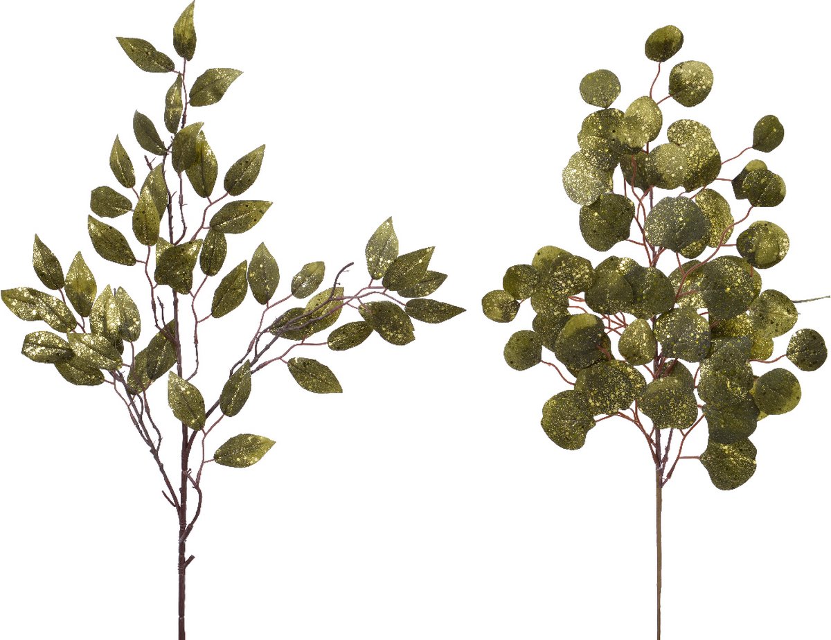 Tak plc blad glitter h72 cm m.groen assorti 1 stuk