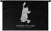 Wandkleed - Wanddoek - Noord-Holland - Nederland - Kaart - 60x40 cm - Wandtapijt