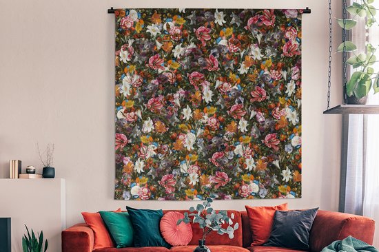 Tapisserie - Fleurs - Arc-en-ciel - Art - Maîtres anciens - Tapisserie - Tapisserie - Katoen - Décoration de la maison - 180x180 cm - Chambre à coucher - Tissu mural - Tapisserie murale - Décoration murale - Tapisseries