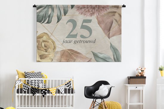 Tenture murale - Tissu mural - Mariage - 25 ans de mariage - Proverbes - Citations - 180x120 cm - Tapisserie murale