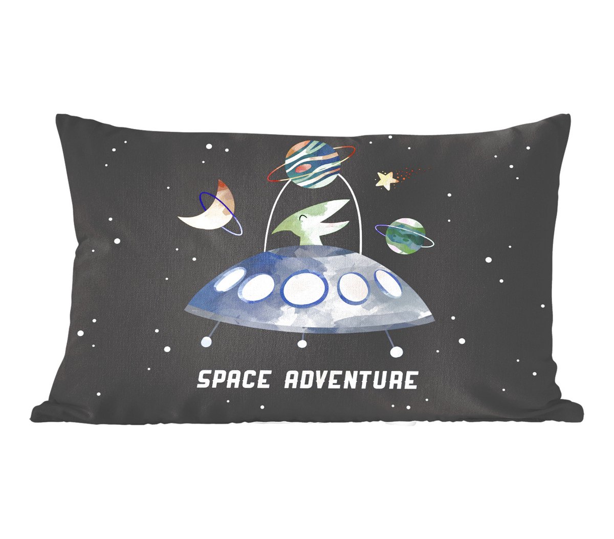 Sierkussens - Kussentjes Woonkamer - 60x40 cm - Quotes - 'Space adventure' - Spreuken - Jongens - Kids - Kinderen - Kindje