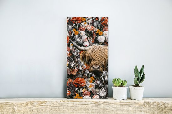 Décoration murale Métal - Peinture Aluminium Industriel - Scottish Highlander - Fleurs - Oranje - 20x40 cm - Dibond - Photo sur aluminium - Décoration murale industrielle - Pour le salon/chambre