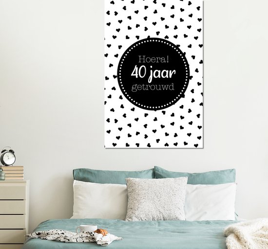 Décoration murale Métal - Aluminium Peinture Industrielle - Dictons - Anniversaire - hourra ! 40 ans de mariage - Citations - 100x150 cm - Dibond - Photo sur aluminium - Décoration murale industrielle - Pour le salon/chambre