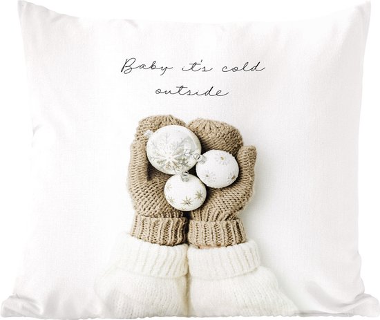Sierkussens - Kussentjes Woonkamer - 50x50 cm - Winter - Quote - Handschoenen - Kerstversiering - Kerstdecoratie voor binnen - Woonkamer
