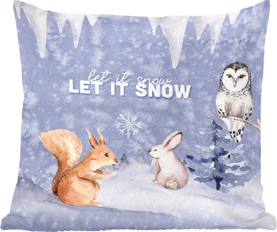 Sierkussens - Kussentjes Woonkamer - 60x60 cm - Winter - Eekhoorn - Uil - Haas - Kerstversiering - Kerstdecoratie voor binnen - Woonkamer