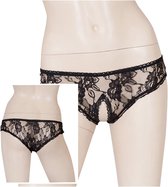 Zwart slipje met open kruis - Sexy Lingerie & Kleding - Lingerie Dames - Dames Lingerie - Strings