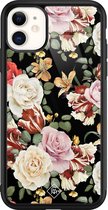 iPhone 11 hoesje glass - Bloemen flowerpower | Apple iPhone 11  case | Hardcase backcover zwart
