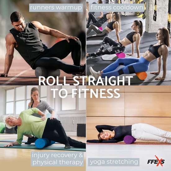 FFEXS Foam Roller - Therapie & Massage voor rug benen kuiten billen dijen - Perfecte zelfmassage voor sport fitness [Hard] - 40 CM - Blauw - FX FFEXS
