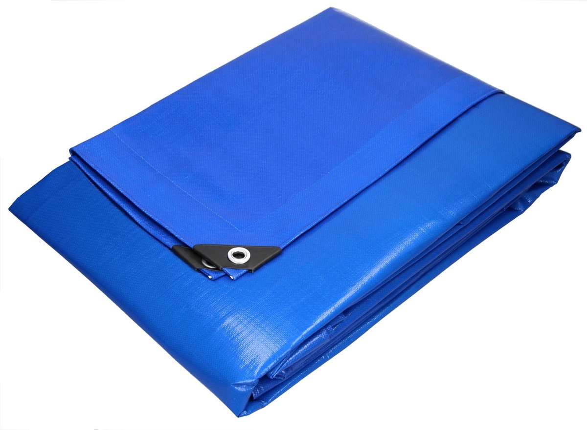 Zeildoek met oogjes, 1,5x6 m 180g/m², blauw, gemaakt van polyethyleenweefsel met polyethyleen coating aan beide zijden