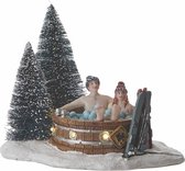 LuVille Kerstdorp Miniatuur Bubbelbad in het Bos - L13 x B10 x H11 cm