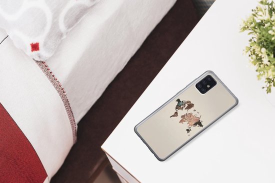 Coque Samsung Galaxy A52 5G - Wereldkaart - Bois - Marron - Siliconen