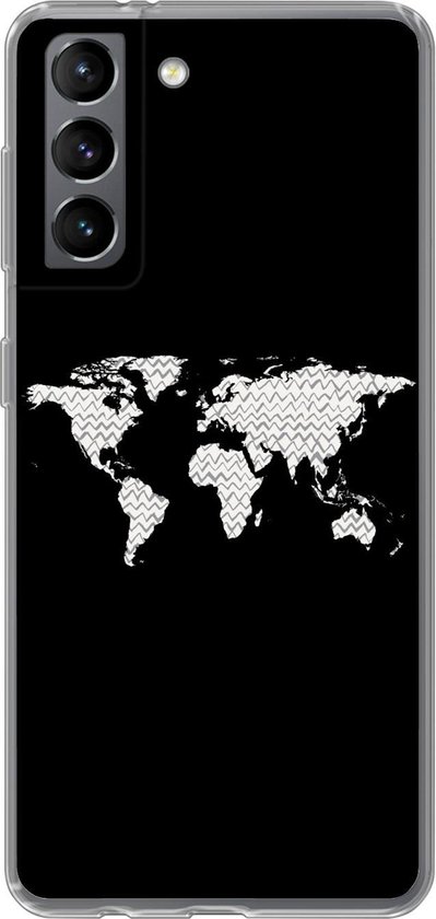 Coque Samsung Galaxy S21 - Wereldkaart - Motifs - Zwart - Siliconen