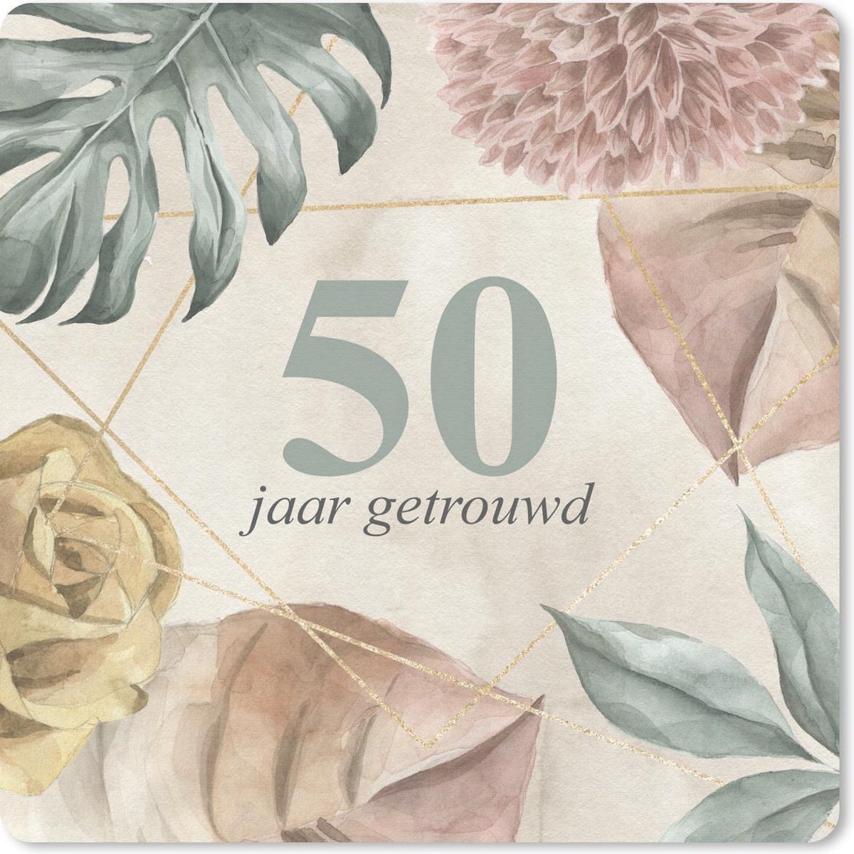 Muismat 20x20 cm - Mousepad 50 jaar getrouwd - Jubileum - Quotes - Spreuken - Muismatten