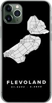 Geschikt voor iPhone 11 Pro Max hoesje - Flevoland - Kaart - Zwart - Siliconen Telefoonhoesje