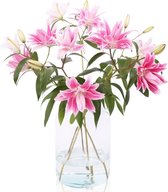 e-bloom | Roselily Roze - dubbelbloemige lelie's zonder stampertjes - 70 cm