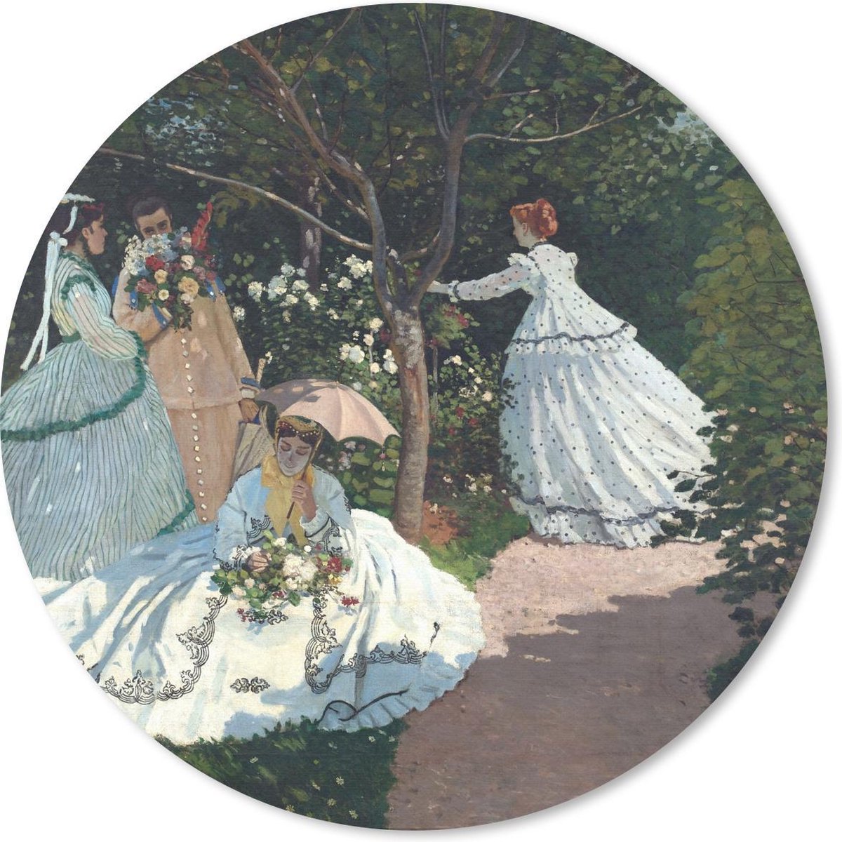 Muismat rond 20x20 cm - Mousepad Vrouwen in de tuin - Claude Monet - Ronde muismatten