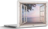 Laptop sticker - 17.3 inch - Doorkijk - Strand - Palmboom - 40x30cm - Laptopstickers - Laptop skin - Cover