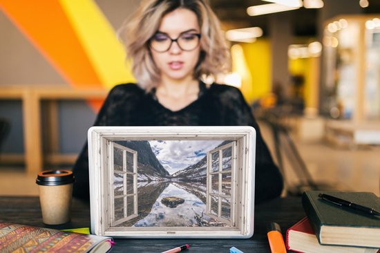 Autocollant pour ordinateur portable - 14 pouces - Vue à travers - Montagnes - Pierre - 32x5x23x5cm - Autocollants pour ordinateur portable - Peau d'ordinateur portable - Couverture