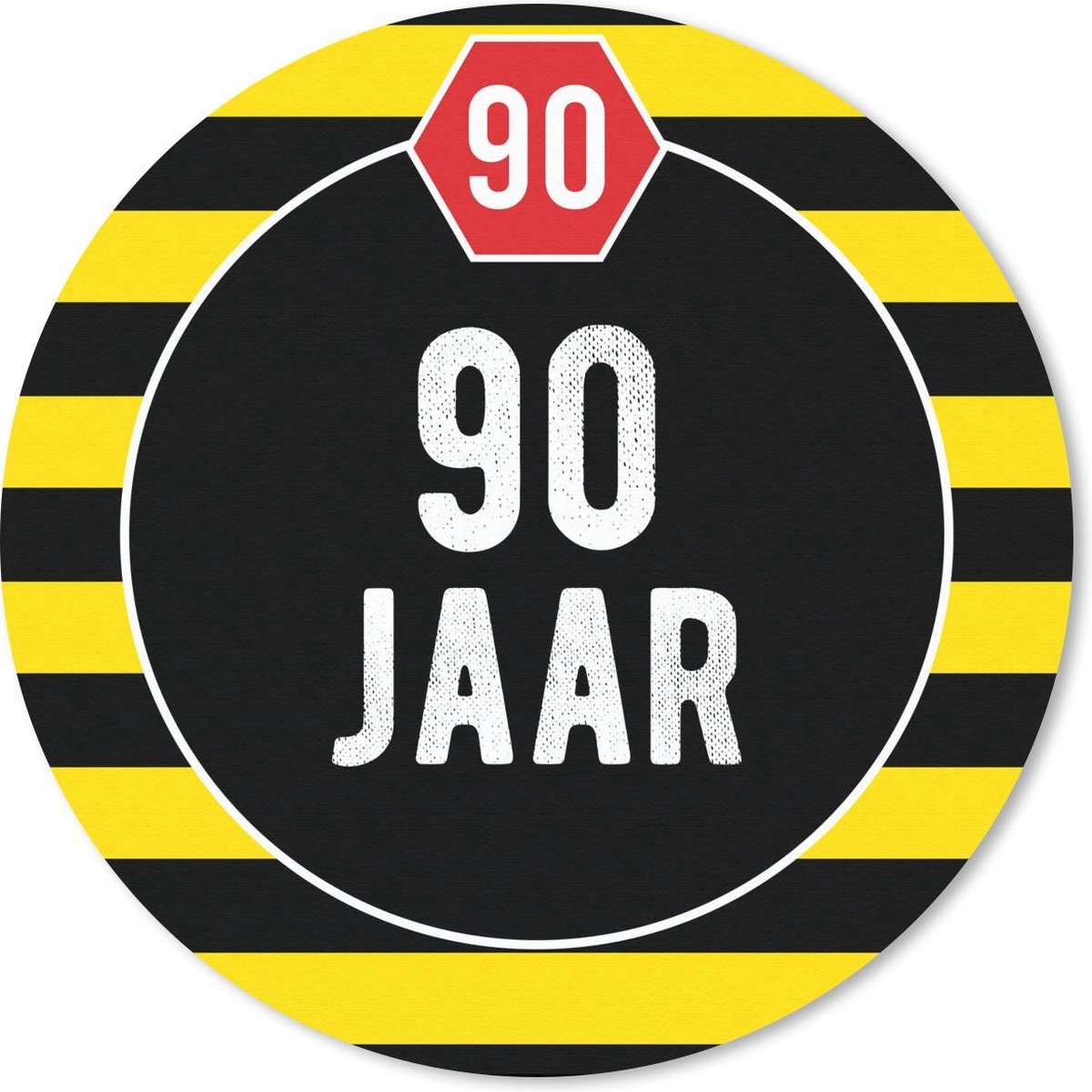 Muismat rond 20x20 cm - Mousepad Jubileum - Design - 90 jaar - Ronde muismatten