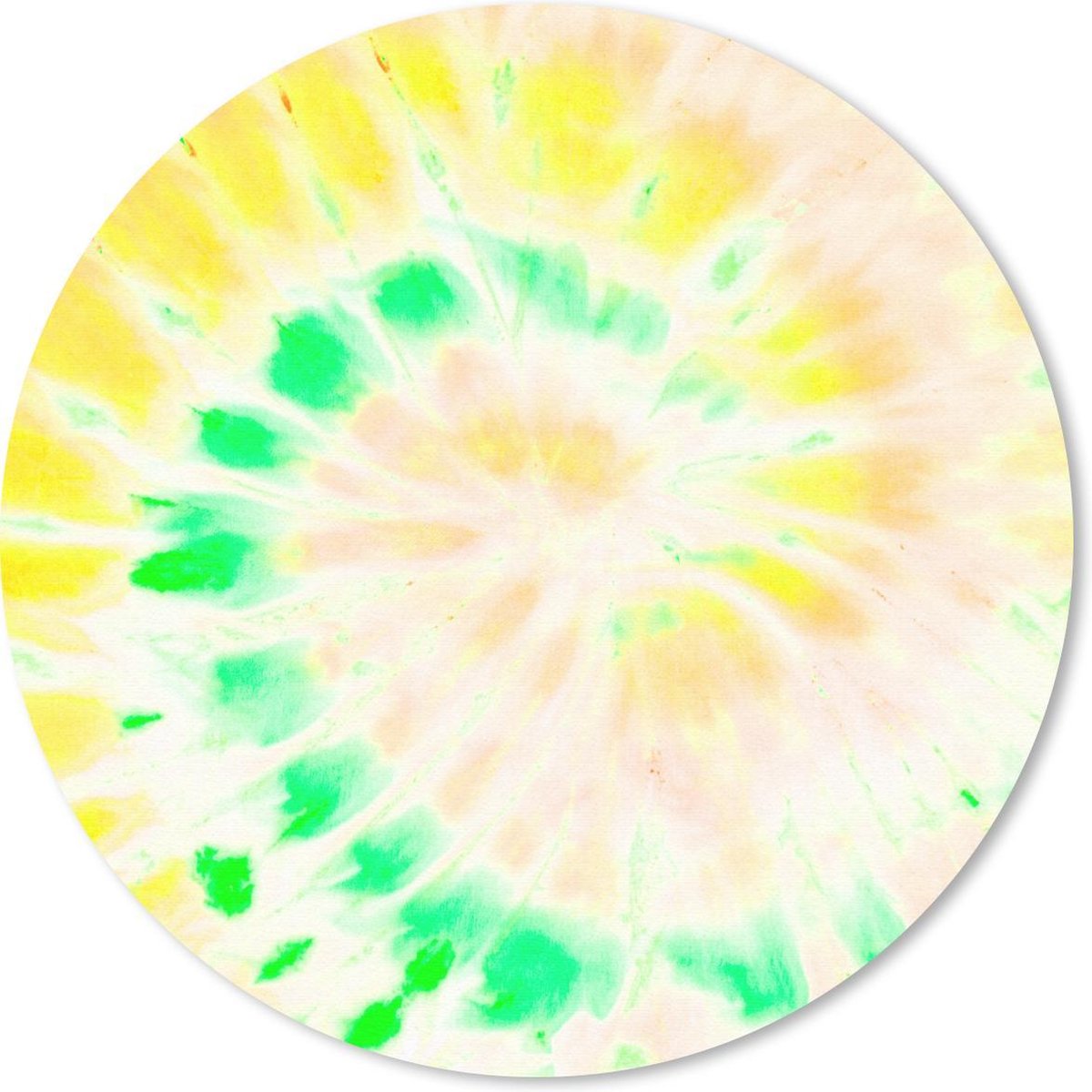 Muismat rond 50x50 cm - Mousepad Tie dye - Groen - Wit - Ronde muismatten
