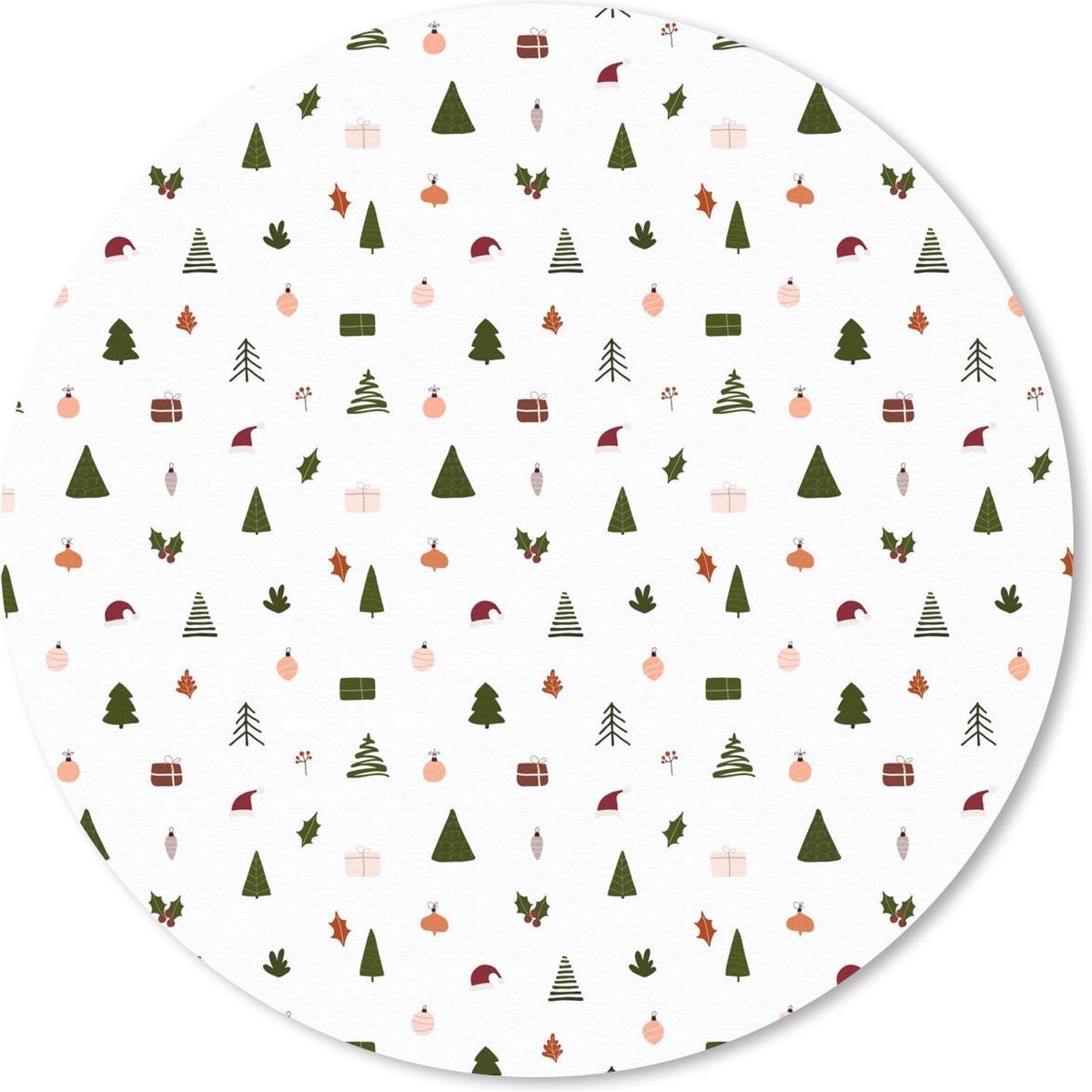 Muismat rond 40x40 cm - Mousepad Winter - Patronen - Wit - Ronde muismatten - Kerst - Cadeau - Kerstcadeau voor mannen en voor vrouwen